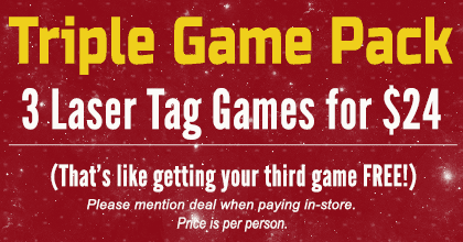 Triple Game Pack - 3 Laser Tag - $24